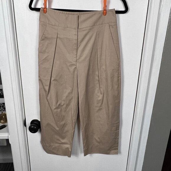 Lagence Khaki Tan Stretch Pleated Front Capri Cropped School Boy Pants - Picture 2 of 9